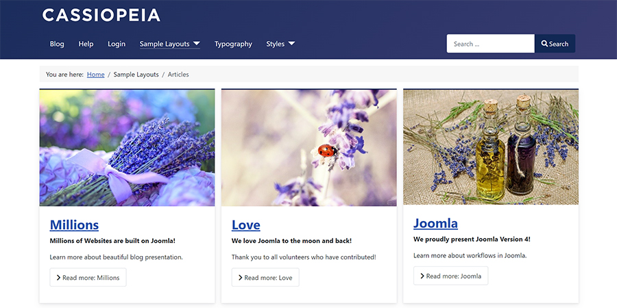 Joomla 4 templates kostenlos, cassiopeia
