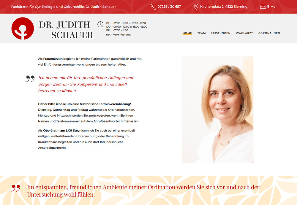 Joomla Webseite der Frauen&auml;rztin Dr. Schauer