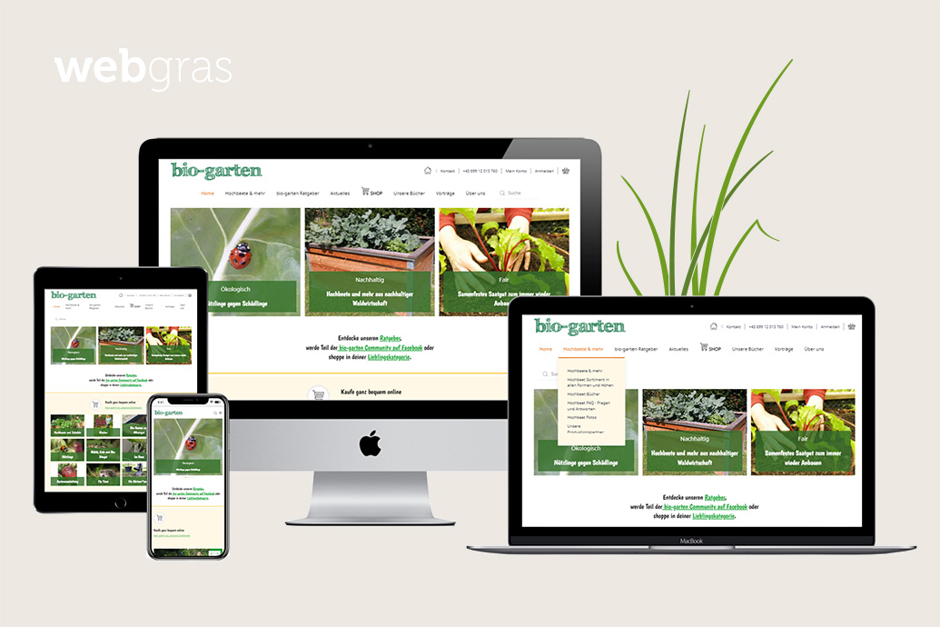 bio-garten Webseite auf verschiedenen Endger&auml;ten