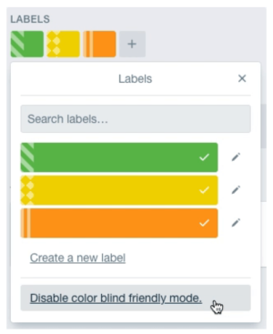 Screenshot Colorblind Friendly Mode von Trello